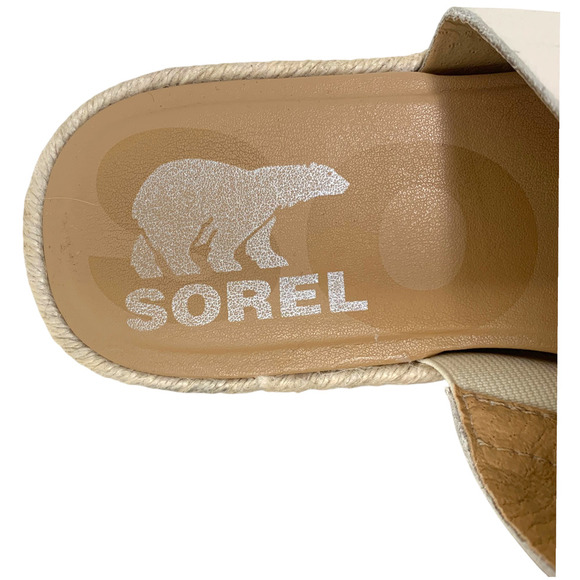 Sorel Ella II Ivory Leather Two Banded Slide Sandals Flats Women's Sz 6.5 - Picture 4 of 7